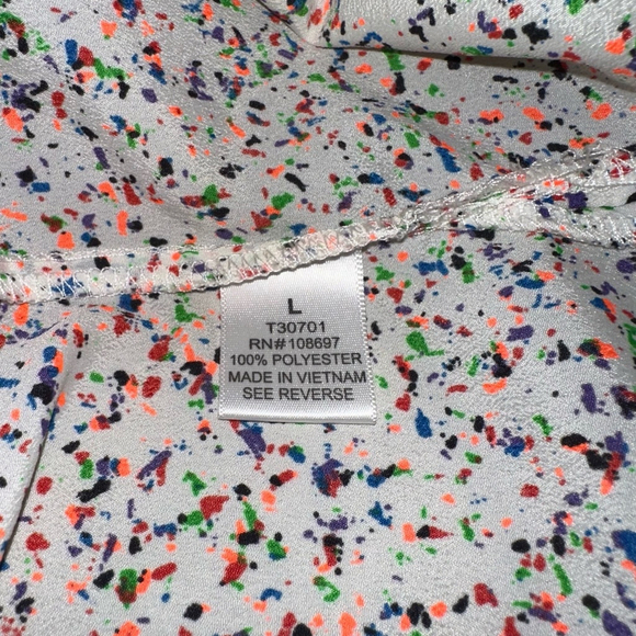 Women's Sweet Rain Blouse, Size L, Multicolor Paint Splatter short sleeve pocket - Picture 10 of 10